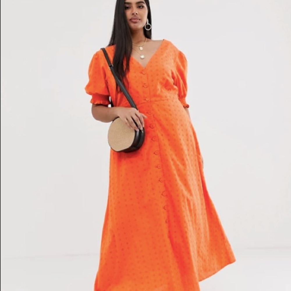 Neon Rose Plus Button-Front Maxi Orange | 22